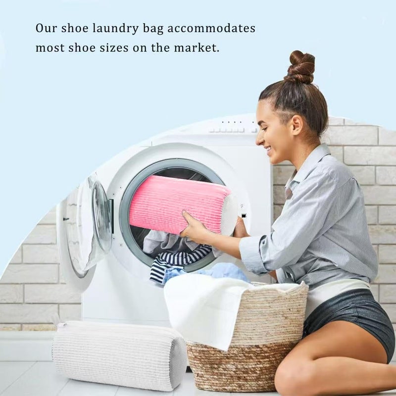 Fachoige Laundry Shoe Bags for Washing Machine, 2Pcs Shoe Washing Machine Bag Shoe Laundry Bag for Washer and Dryer (Pink-2Pcs) - Image 3